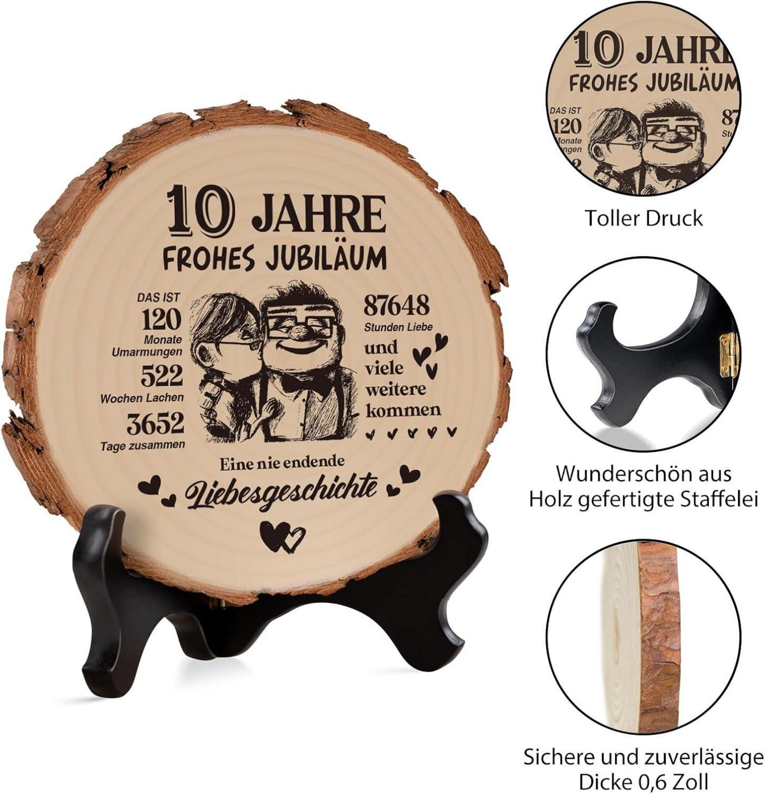 Geschenk zum 10. Hochzeitstag Holzdekoration liebevolles