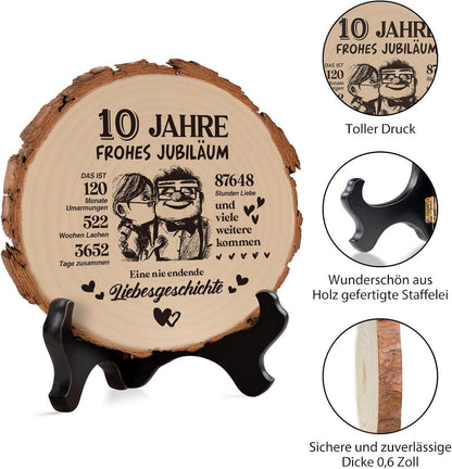 Geschenk zum 10. Hochzeitstag Holzdekoration liebevolles