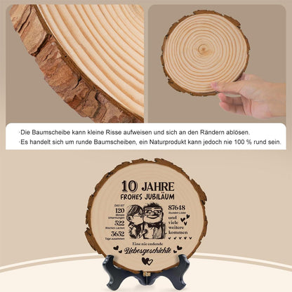 Holzplakette zum 10-jährigen Hochzeitstag Geschenk für Ihn - Rosenhochzeit 10
