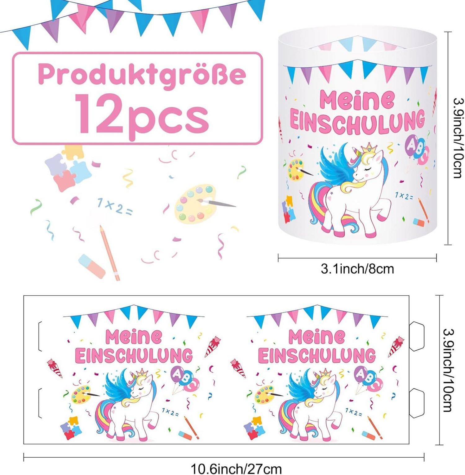 Elidepe Einschulung Mädchen Windlicht Tischdeko Einhorn