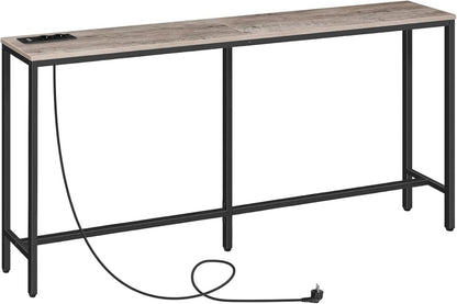 Konsolentisch mit Ladestation USB-Anschlüssen Grau 160cm