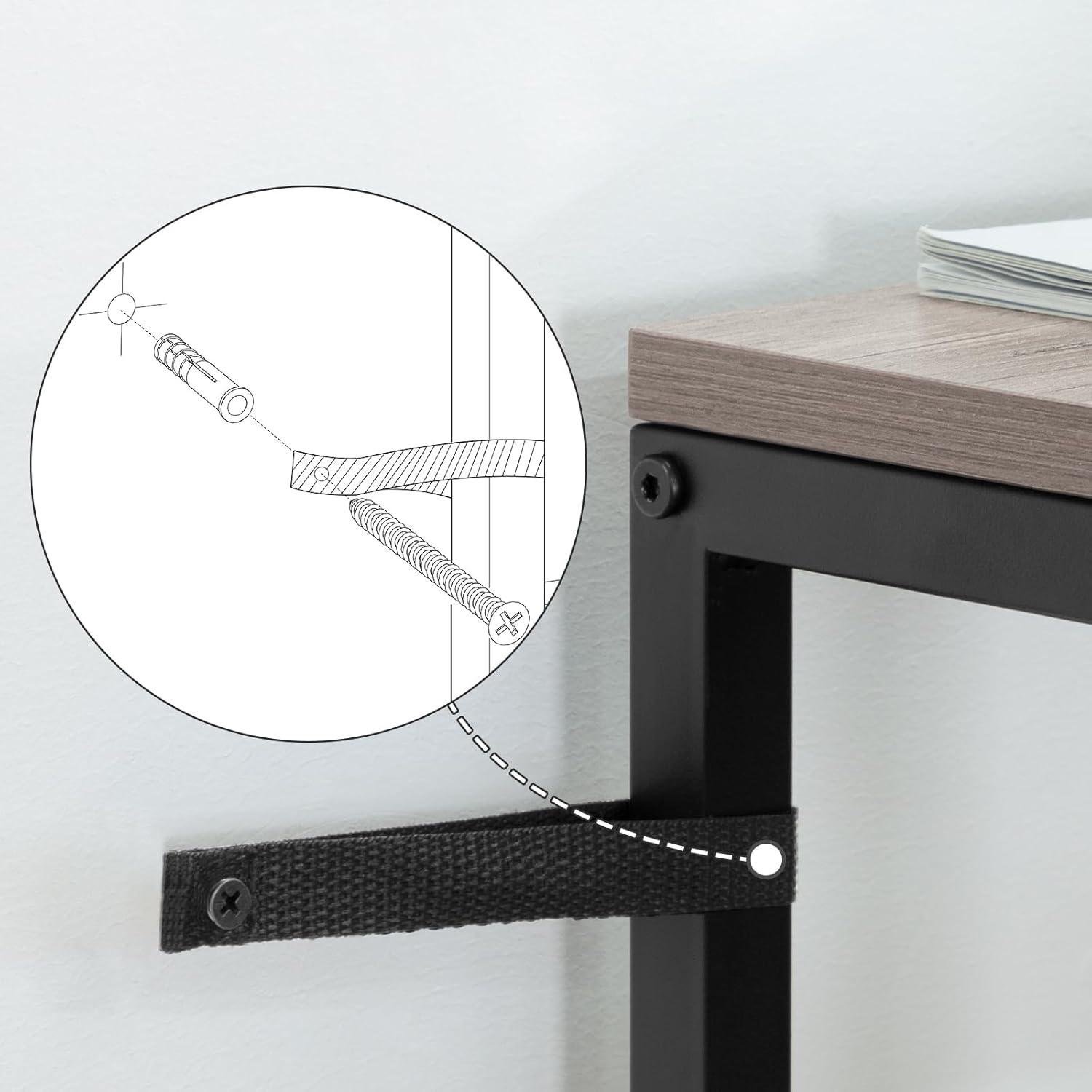 Konsolentisch mit Ladestation 160 cm Schmaler Sofatisch USB-Anschlüssen Grau