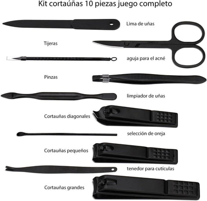 Professionelles Maniküre-Set Nagelknipser Edelstahl Gelb 10-in-1