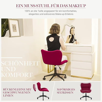 Drehstuhl Bürostuhl Stoff höhenverstellbar Rollen Rot Neu