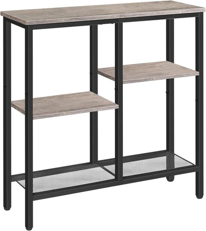 Schmaler Konsolentisch Retro Industriestil 75 cm Greige-Schwarz