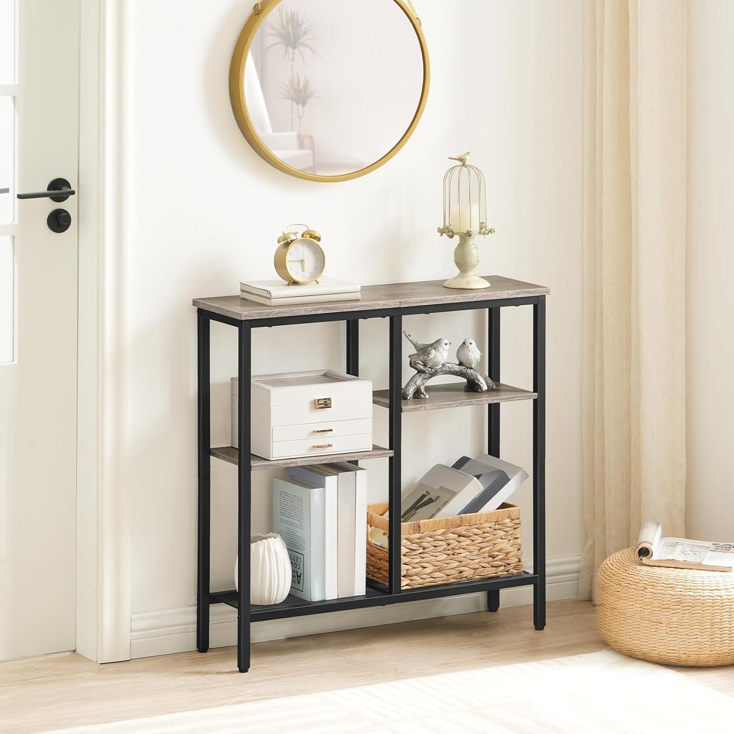HOOBRO Schmaler Konsolentisch Greige-Schwarz 75 cm
