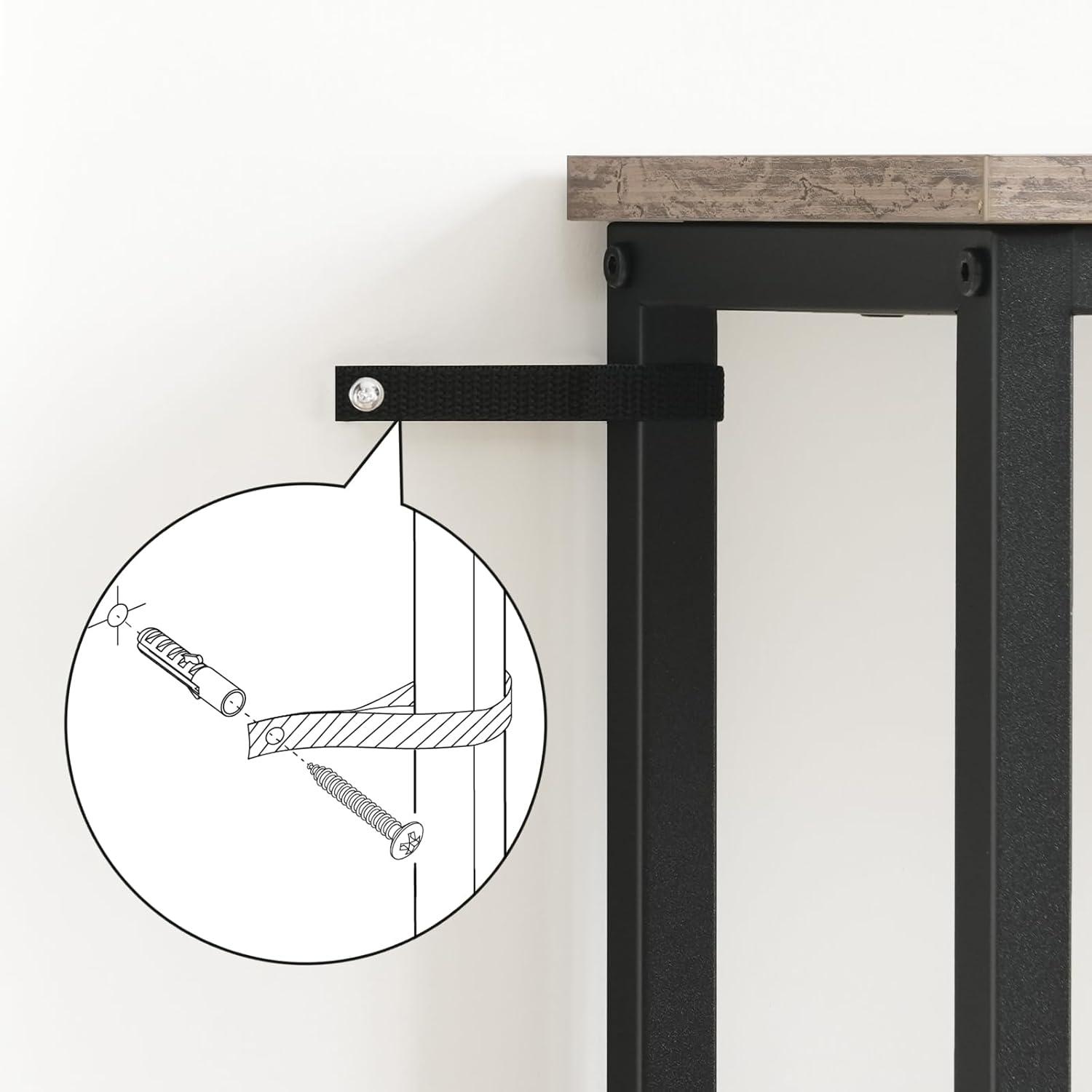 Schmaler Konsolentisch Flurtisch 75 cm Beistelltisch Greige-Schwarz