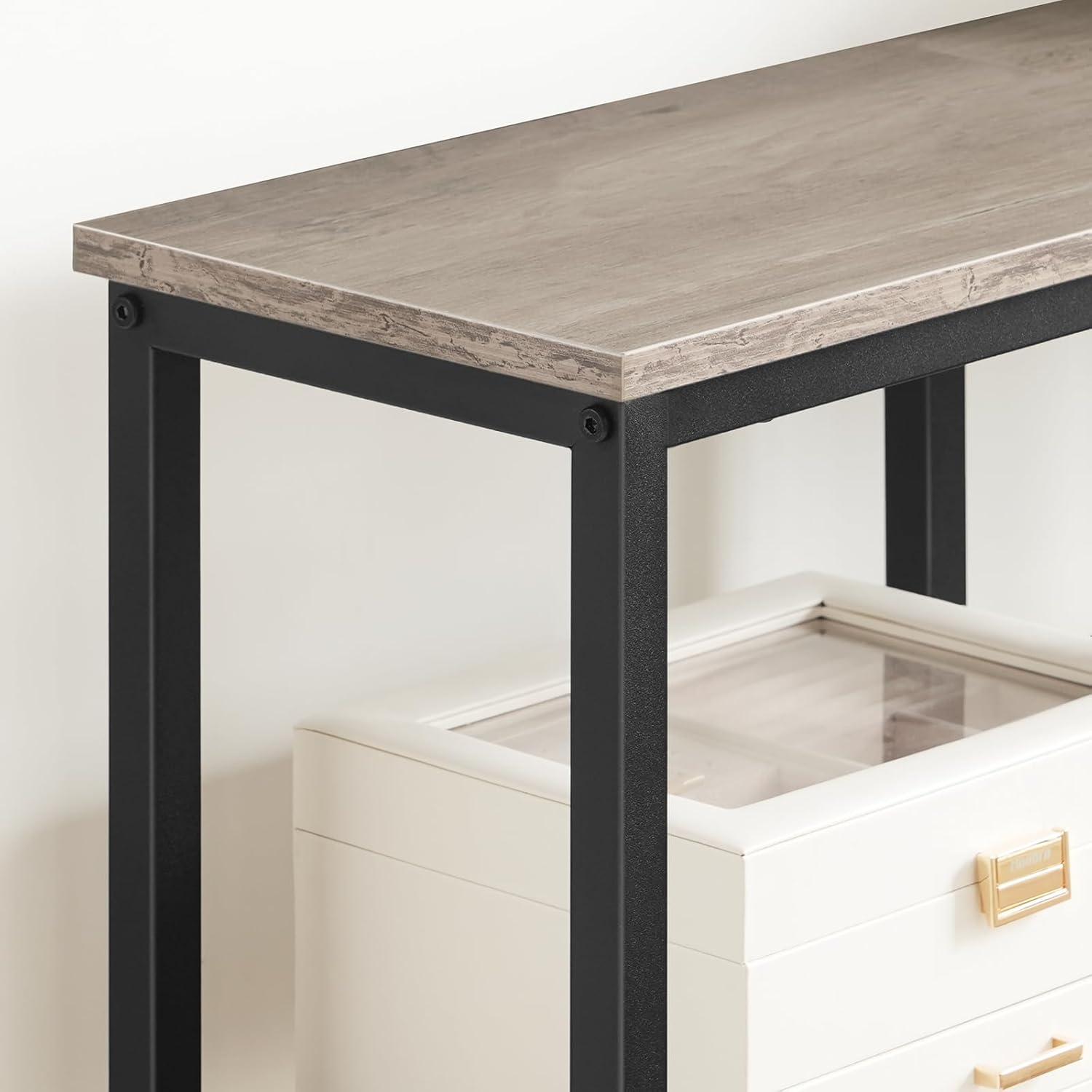 Schmaler Konsolentisch 75 cm Beistelltisch Flurtisch Greige-Schwarz