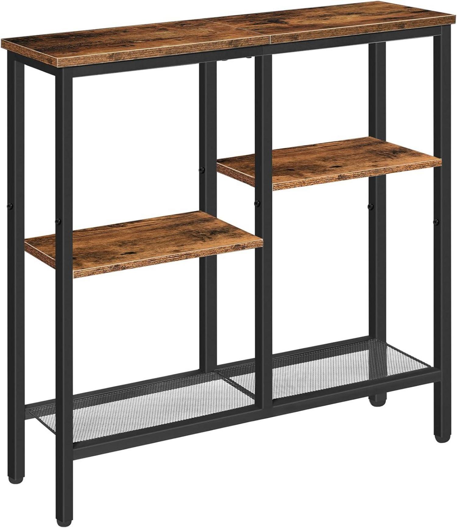 HOOBRO Schmaler Konsolentisch Beistelltisch Vintagebraun-Schwarz
