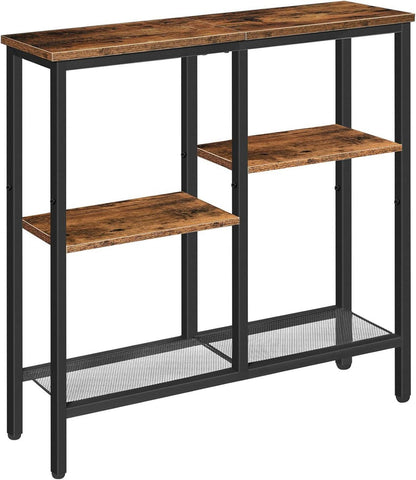 HOOBRO Schmaler Konsolentisch Beistelltisch Vintagebraun-Schwarz