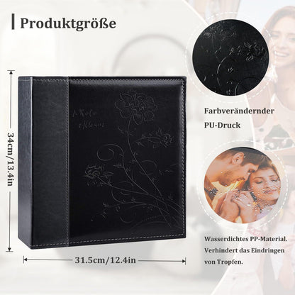 Fotoalbum 1000 Fotos 10x15cm Schwarz in Lederoptik