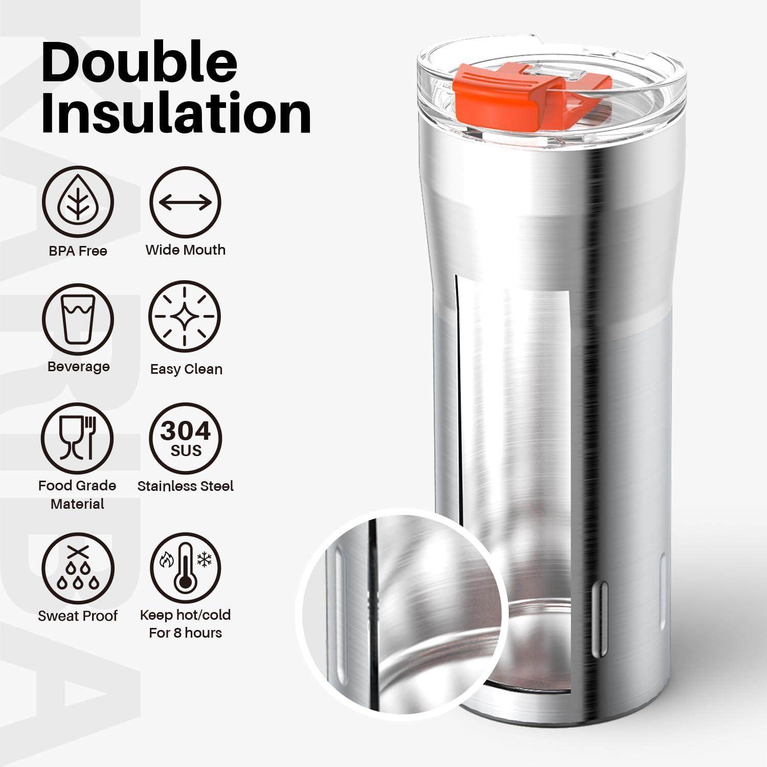 Isolierter Thermobecher 500 ml Edelstahl Hält 10 Stunden heiß/kalt