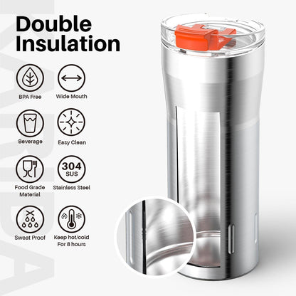Isolierter Thermobecher 500 ml Edelstahl Hält 10 Stunden heiß/kalt