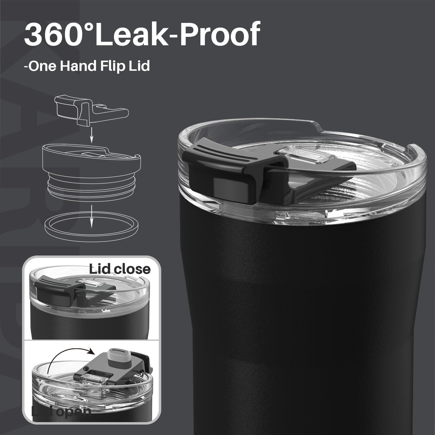 Thermobecher 350ml Edelstahl isoliert Schwarz Doppelwandig-Kaffeebecher to go BPA-frei