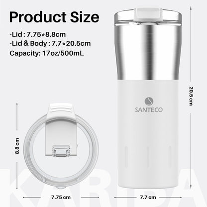 Thermobecher 500ml Edelstahl doppelwandig isoliert - 10 Std