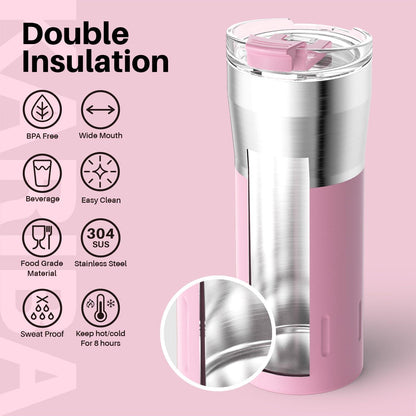 Thermobecher 500ml Edelstahl Doppelwandig Isoliert Auslaufsicher 10h