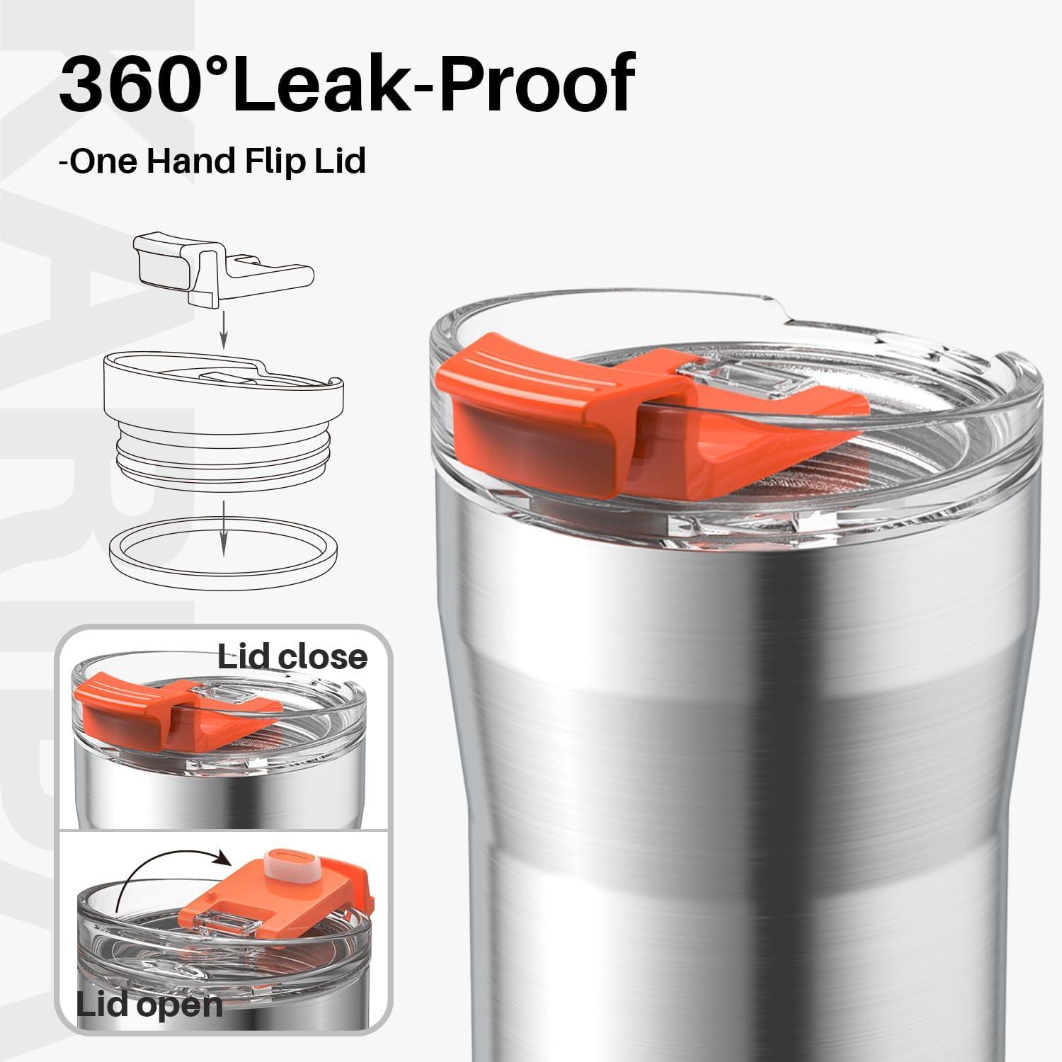 Thermobecher 350ml Edelstahl Doppelwandig isoliert BPA-freier Deckel