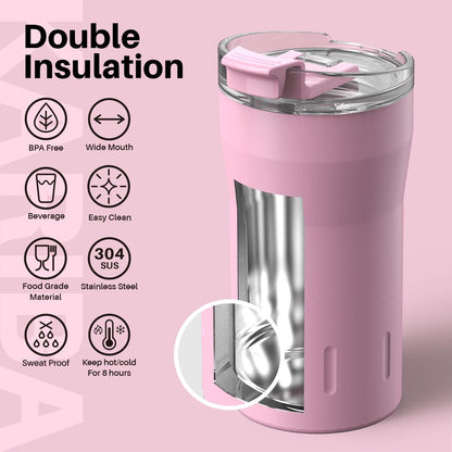 Isolierter Thermobecher 350ml doppelwandig aus Edelstahl Rosa