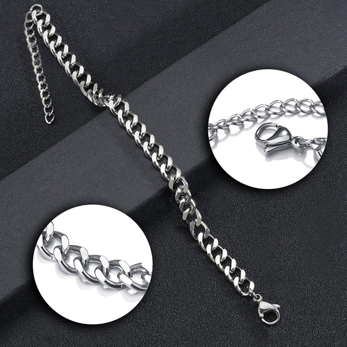 Edelstahl Kandare Armband 3/5/7MM HipHop Rapper 18+5CM
