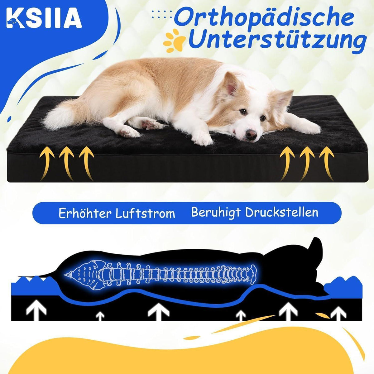 Orthopädisches Hundebett XXL, waschbar, mit abnehmbarem Bezug