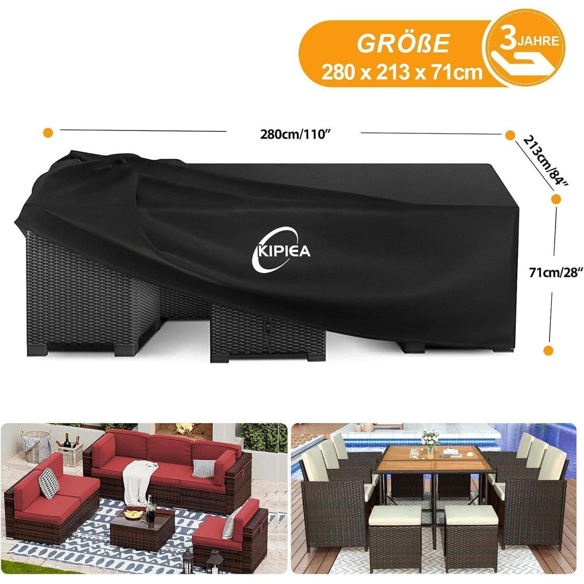 Gartenmöbel Abdeckung Wasserdicht 280x213x71cm