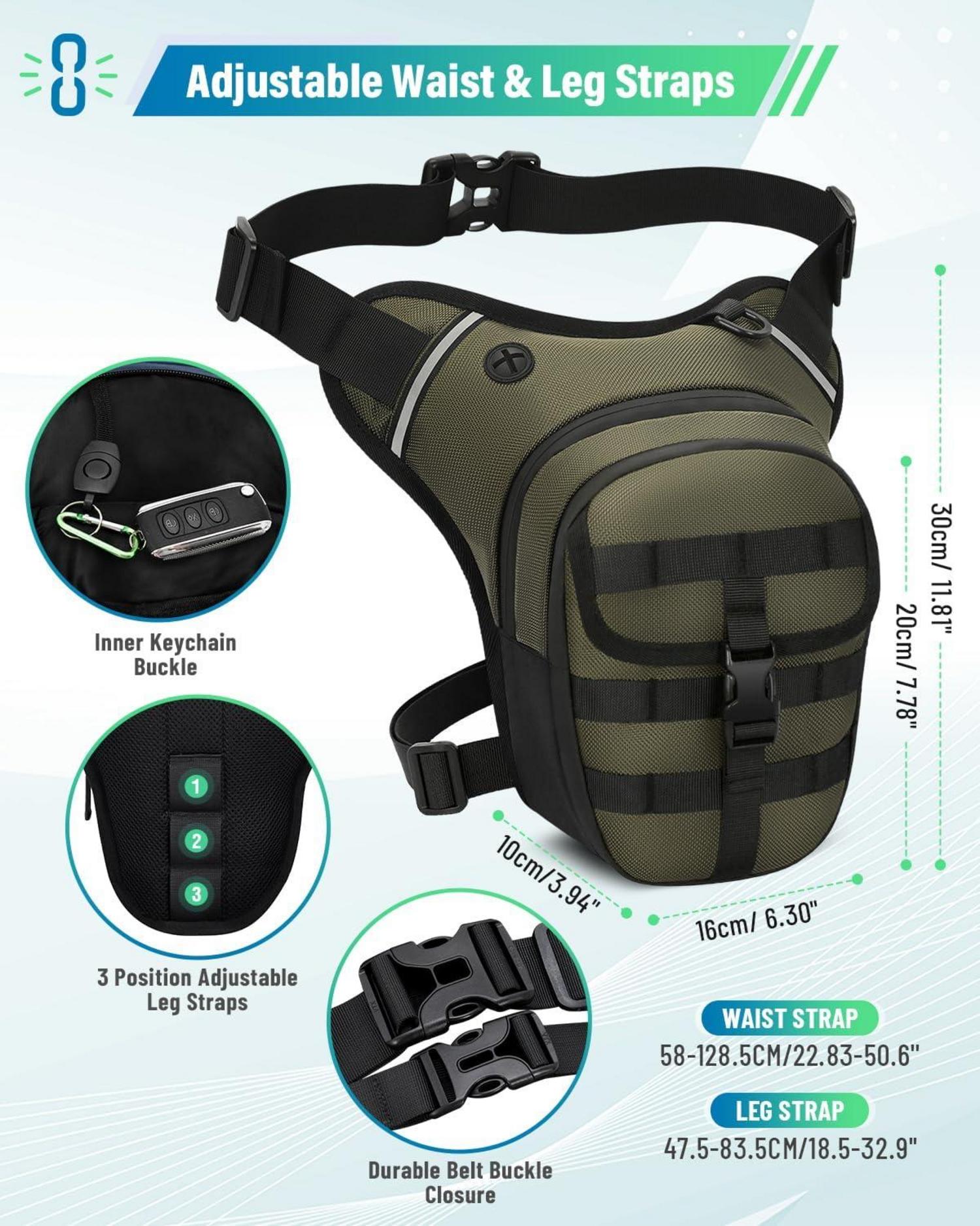 Wasserdichte Beintasche Motorrad Herren/Damen Sport Leg Bag Grün