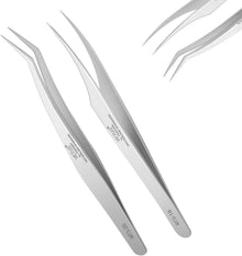 Professionelle Wimpernverlängerung Pinzetten Set, Edelstahl 2 Stück