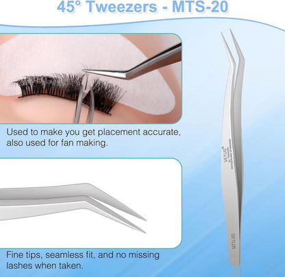 Professionelle Wimpernverlängerung Pinzetten Set, Edelstahl 2 Stück