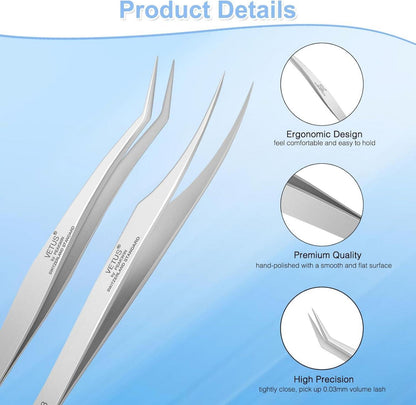 Obeyalash 2er Set Wimpern Pinzette Silber Edelstahl Dolphin Form Gebogen
