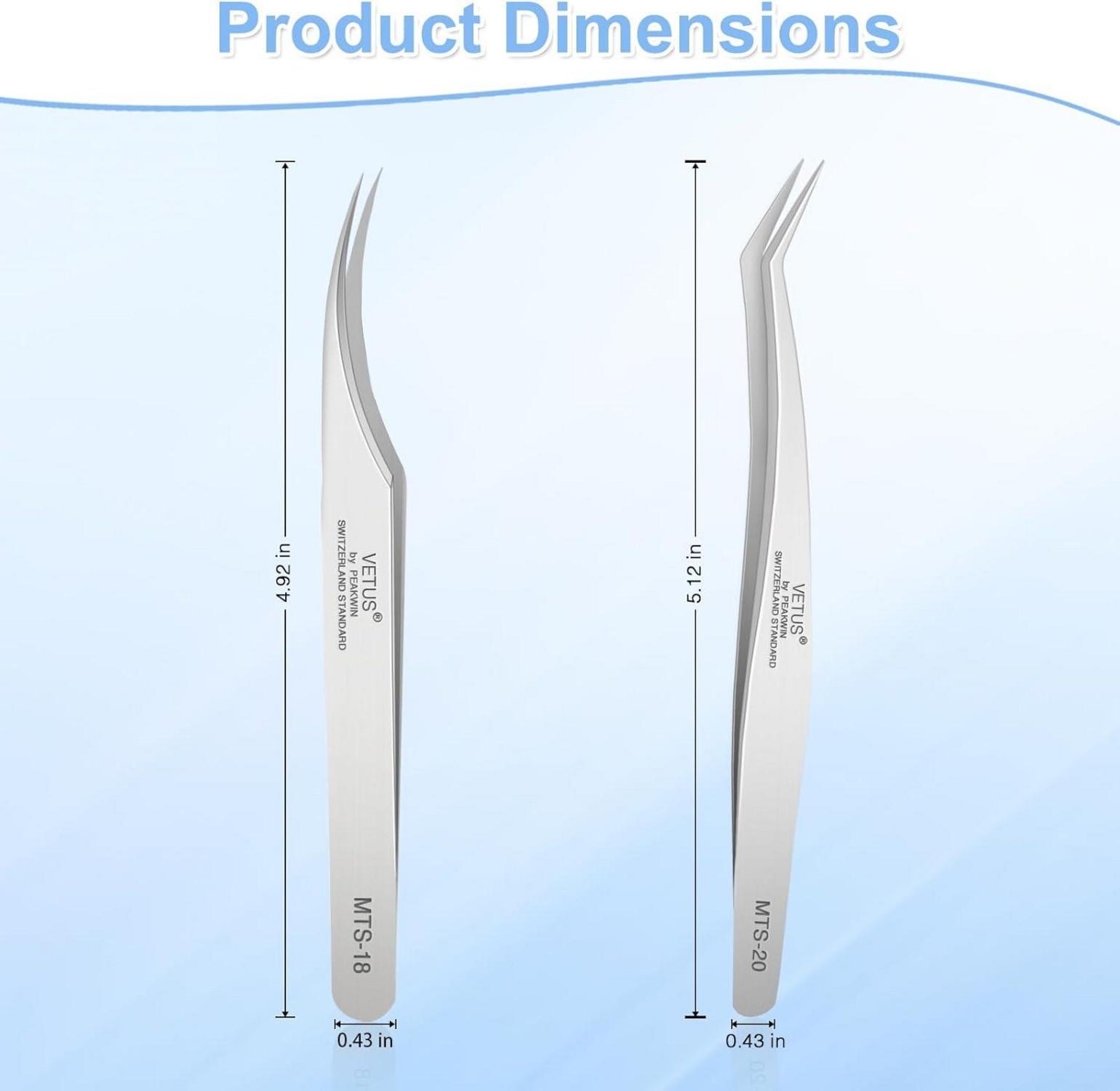 2er-Set Wimpern Pinzetten Silber Edelstahl Dolphin & Gebogene