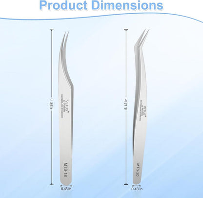 2er-Set Wimpern Pinzetten Silber Edelstahl Dolphin & Gebogene