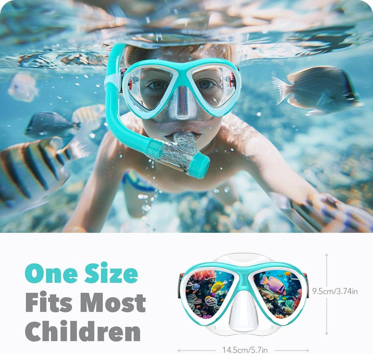 Taucherbrille Kinder Schwimmbrille für Jungen Mädchen 180°Panorama