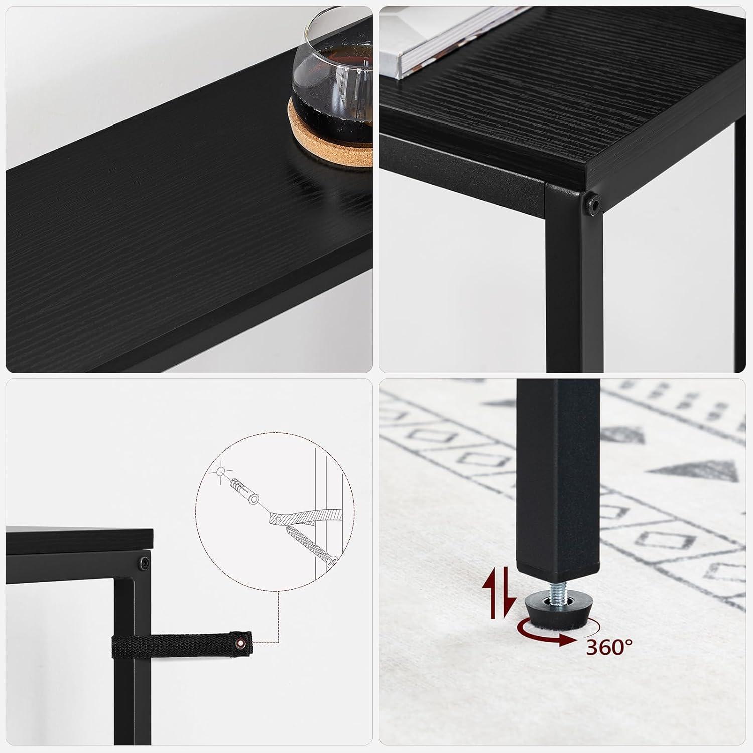 Konsolentisch mit Ladestation 180cm USB-Anschlüssen Schwarz