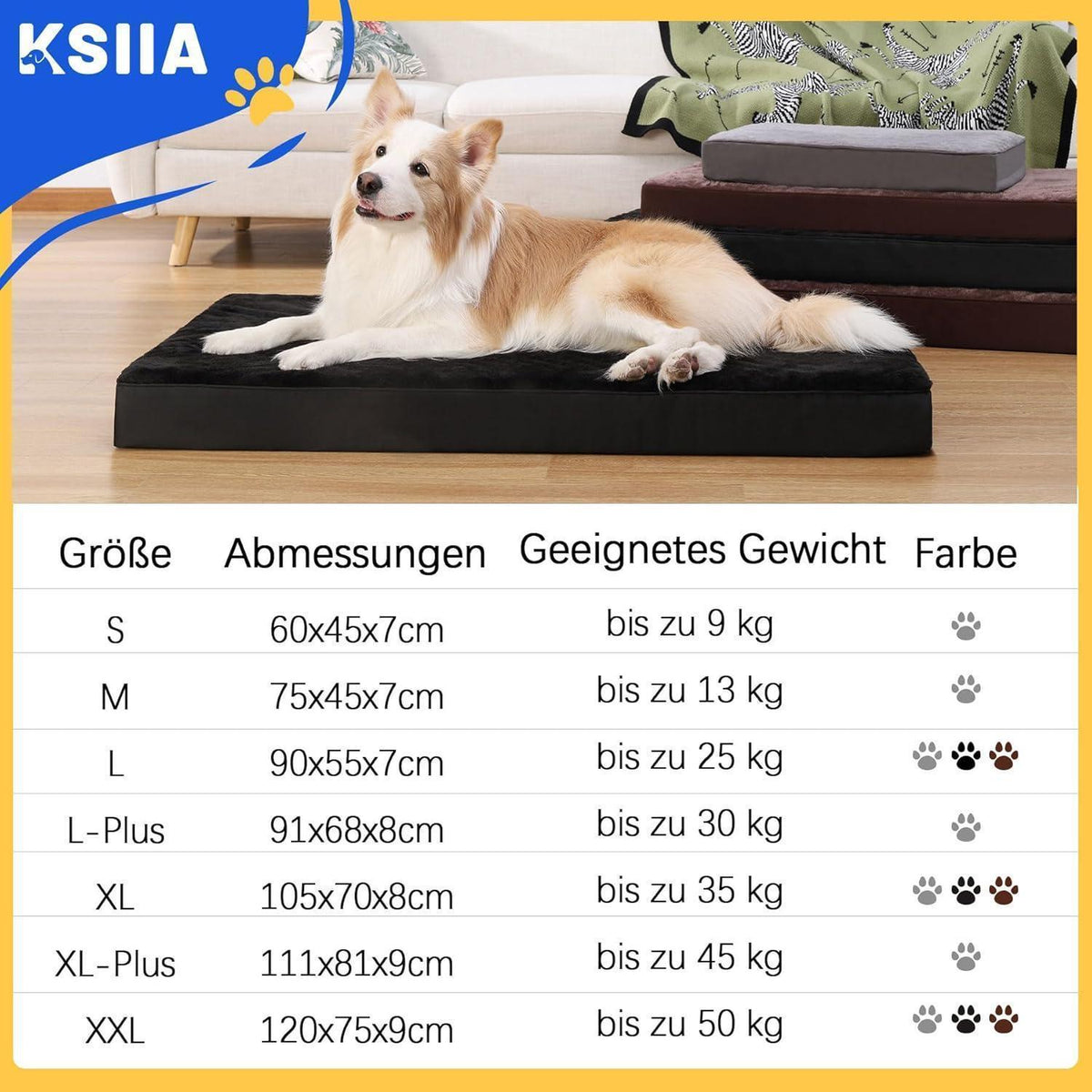 Orthopädisches Hundebett mit abnehmbarem Bezug, waschbar, L