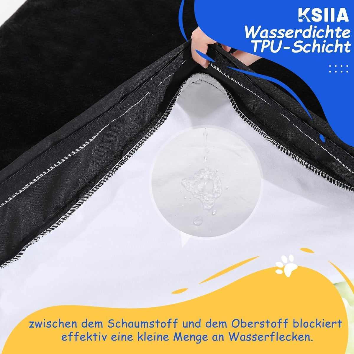 Orthopädisches Hundebett mit abnehmbarem Bezug, waschbar, L