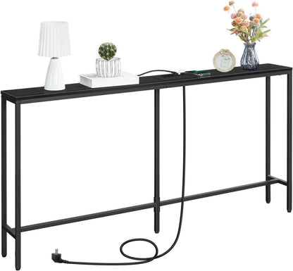 Konsolentisch mit Ladestation USB-Anschlüssen Schwarz 160 cm Eingangstisch