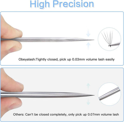 5 Stück Edelstahl Wimpernpinzette Set gebogene gerade Silber Pinzette