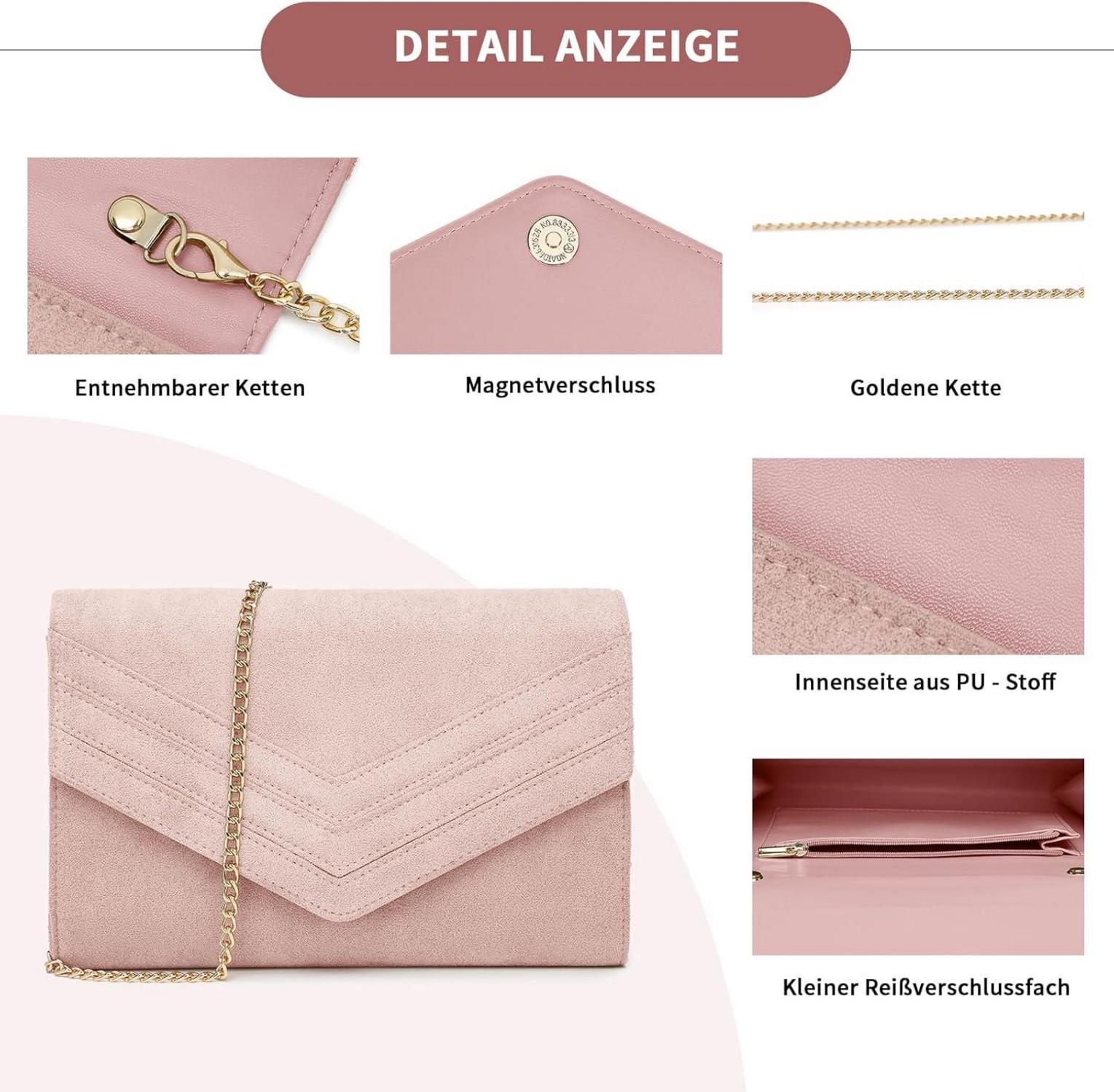 Damen Clutch Elegant Umschlag Abendtasche mit Kette