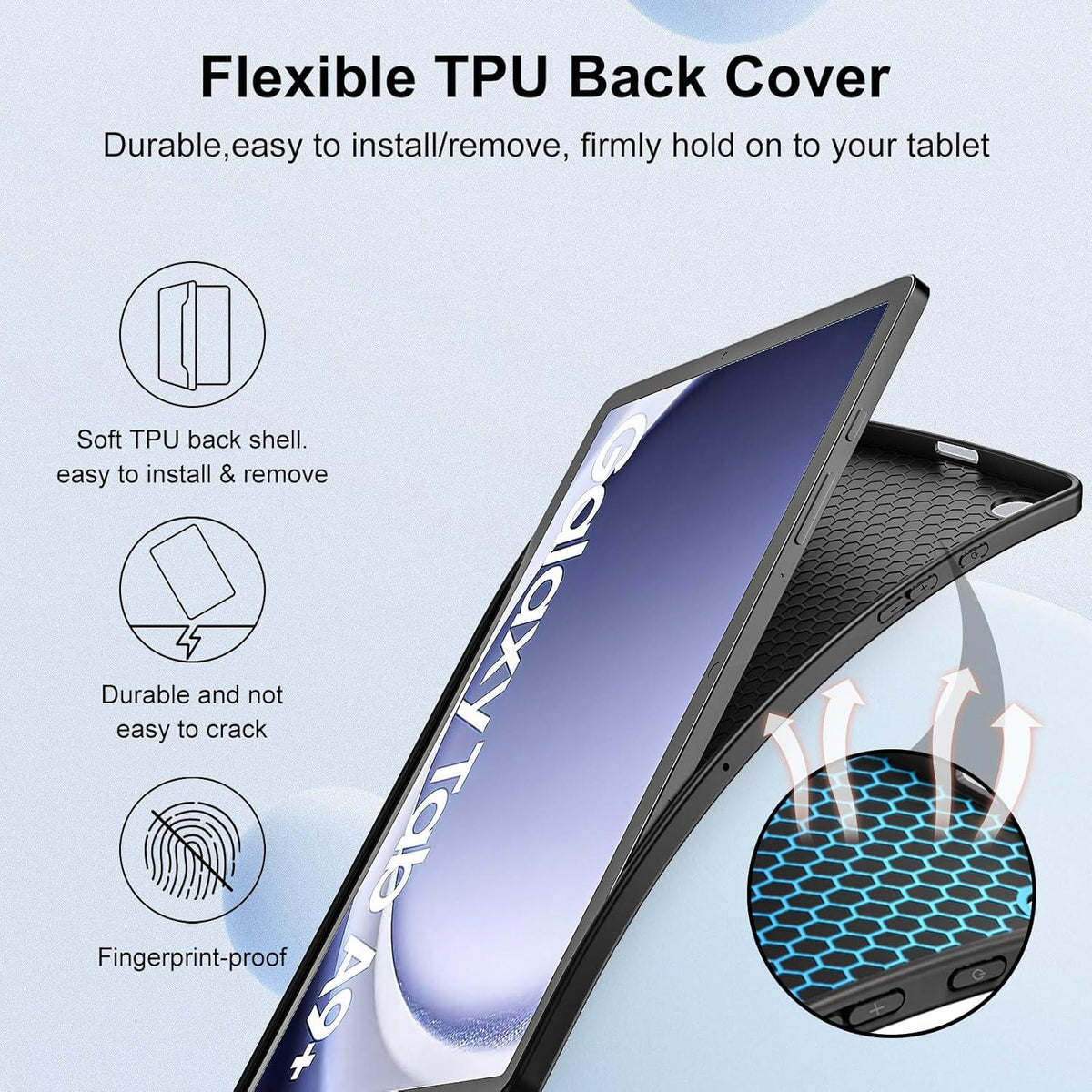 DLveer Samsung Galaxy Tab A9+ 11 Zoll Hülle - PU Leder+Soft