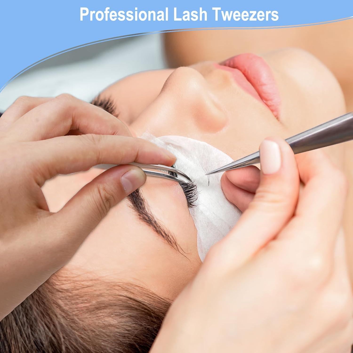 Professionelle Pinzetten Set Edelstahl Wimpernverlängerung Nagelkunst