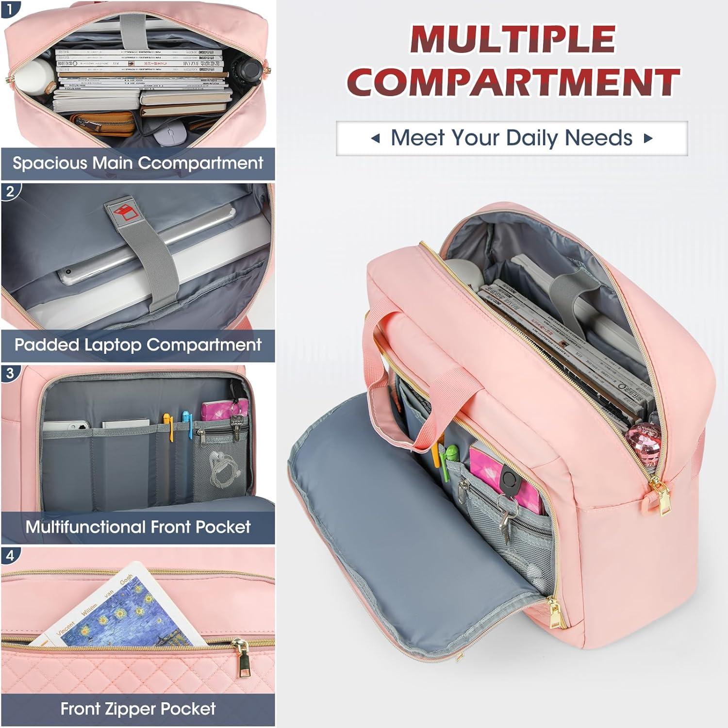 Laptoptasche 17,3 Zoll Damen Business Notebook Umhängetasche Pink