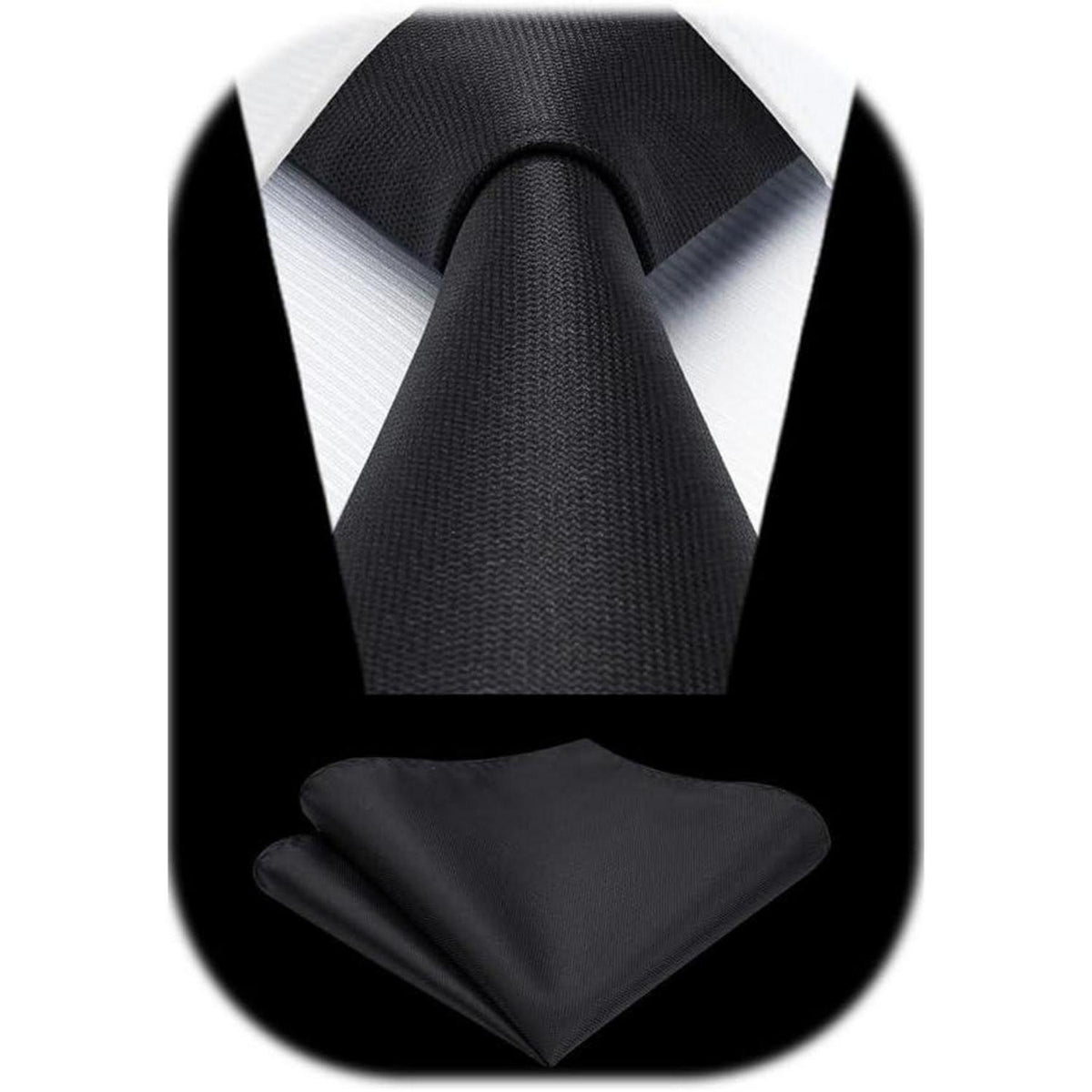 Herren Krawatten Set mit Einstecktuch, einfarbig, Business & Hochzeit