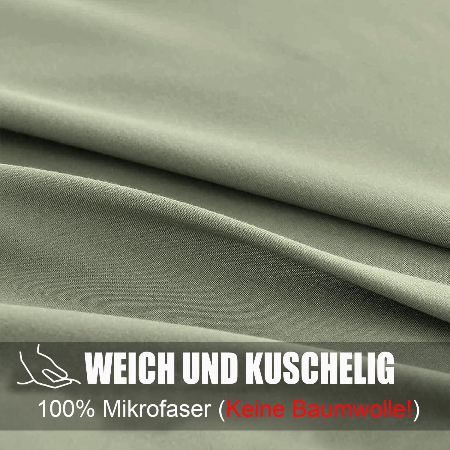 Soifox Bettwäsche 155x220 Salbeigrün Mikrofaser Bügelfrei