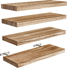 Schwebendes Wandregal aus Paulownia-Holz, 4er-Set, 40 cm, Hellbraun
