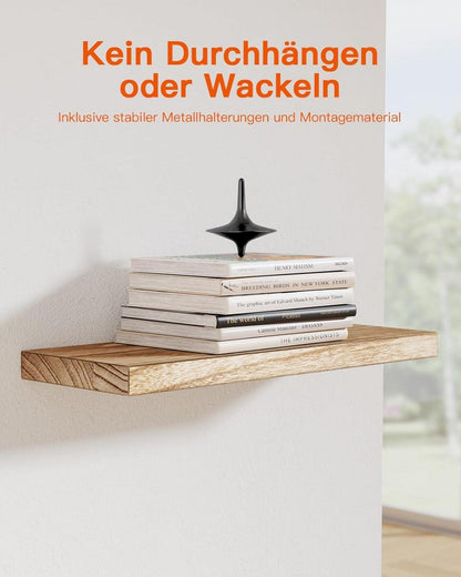 Schwebendes Wandregal 40cm Paulownia Holz 4er-Set Küche Bad Büro Wohnzimmer