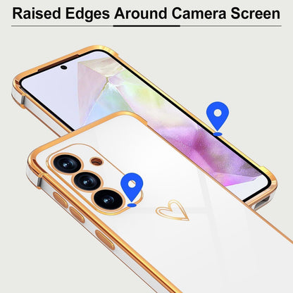 Handyhülle Samsung Galaxy A35 5G mit Herzmuster, galvanisiert, weiß