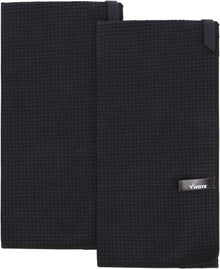 Schwarze Mikrofaser-Geschirrtücher Waffelstruktur 50x70 cm 2er Set