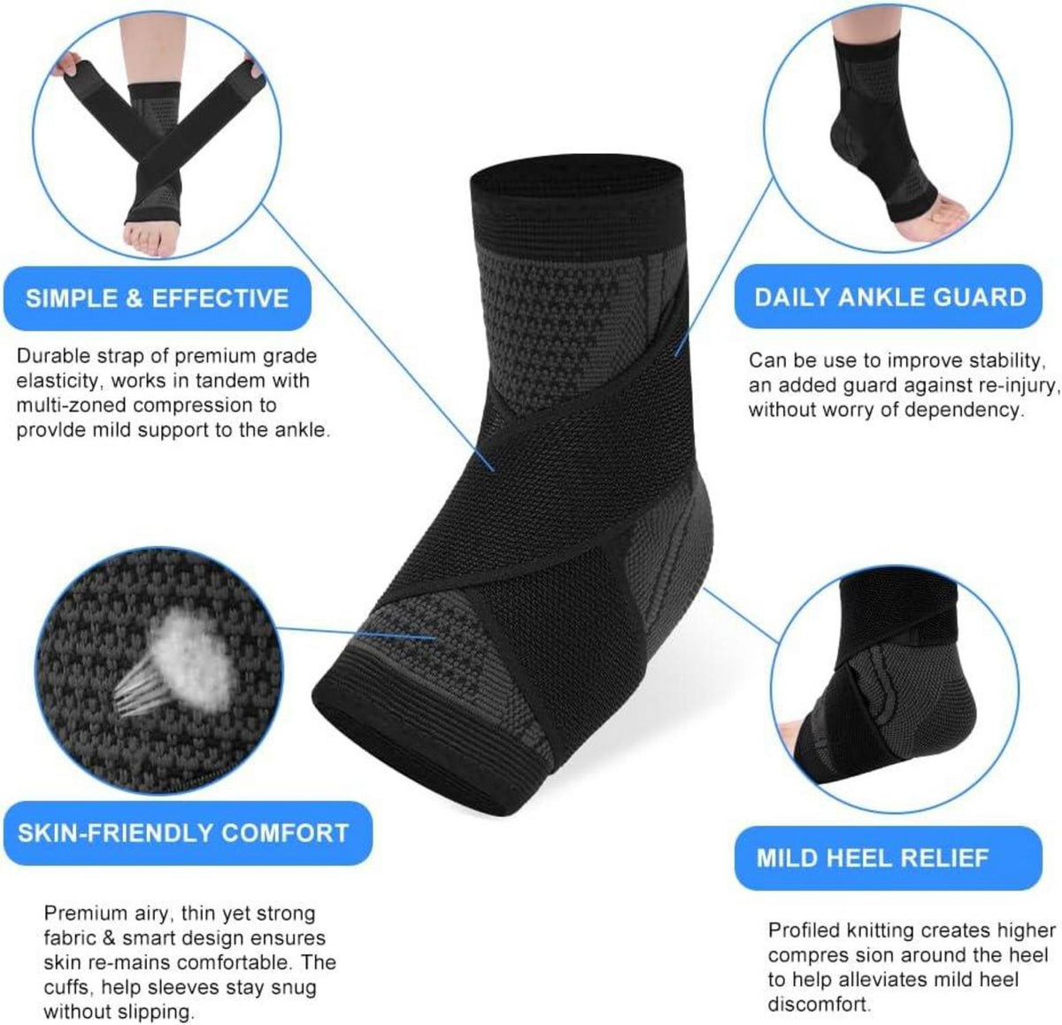 ACWOO Sprunggelenkbandage 2er-Pack Einstellbar Atmungsaktiv Plantarfasziitis