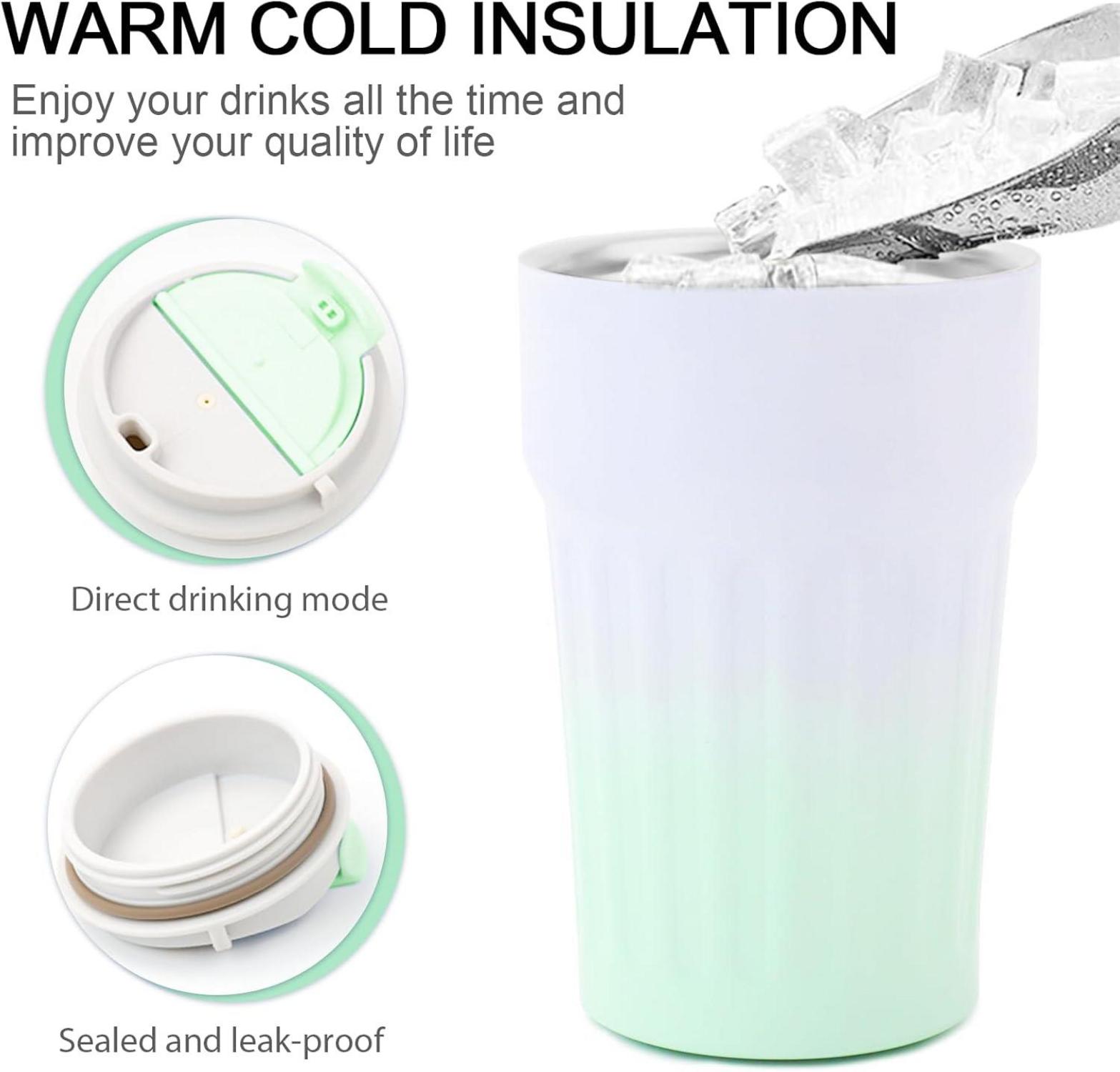 Bugucat Thermobecher 400ml Edelstahl Isolierbecher Kaffeebecher to go Auslaufsicher Grün
