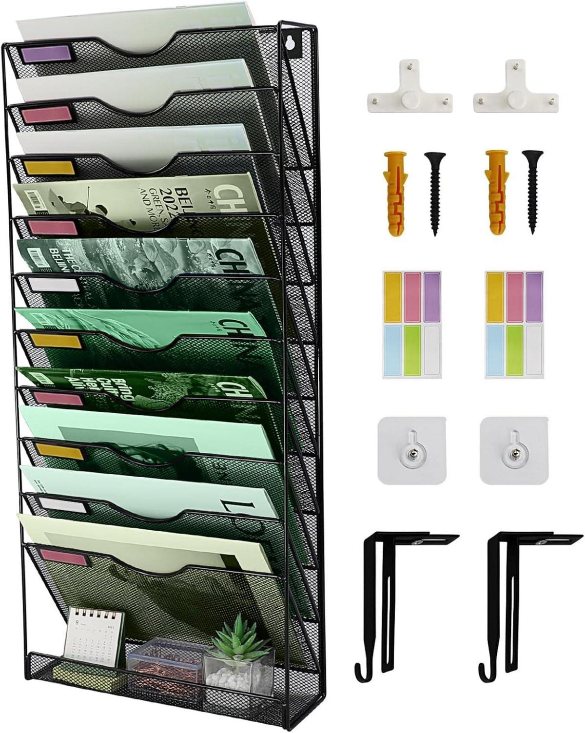 Zeitschriftenhalter Wand Organizer A4 11 Ebenen Metallnetz